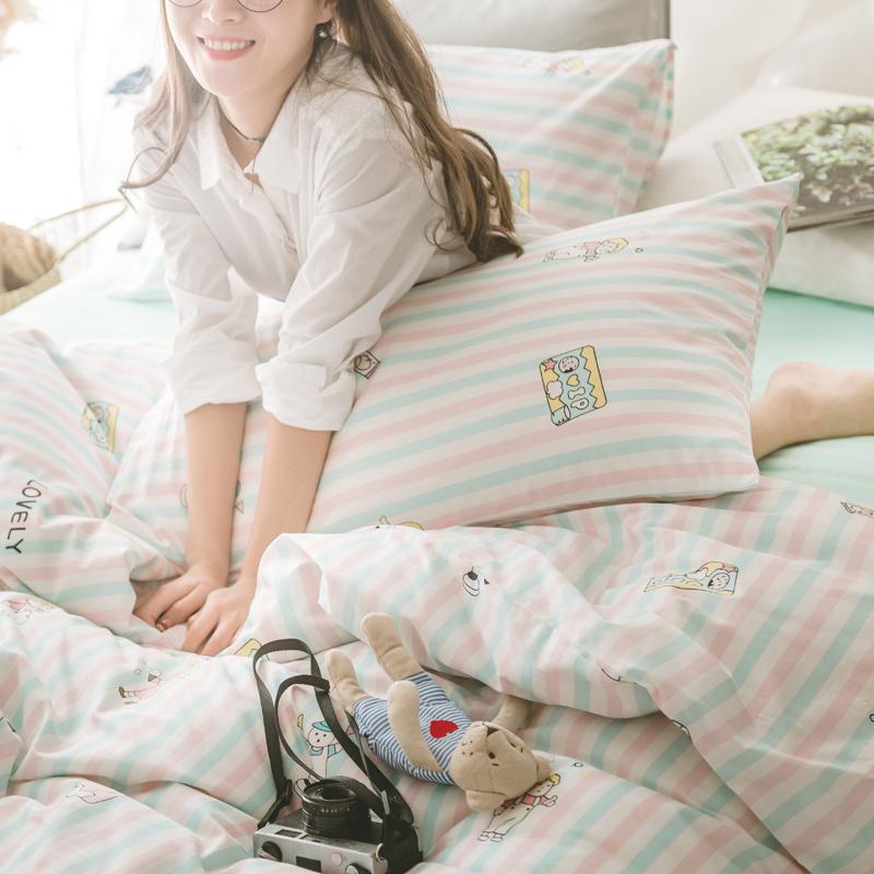 Công Chúa Trong Vỏ Gối Màu Hồng Giản Lược 100% Cotton Sinh Viên Sọc Chéo 100% Cotton Đơn Vỏ Gối Cặp 48X74