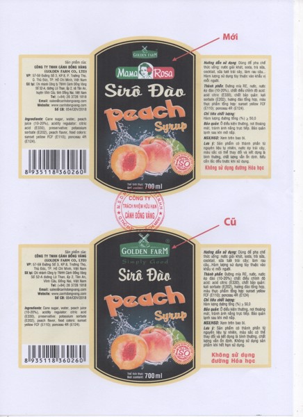 Sirô Golden Farm Bạc hà 700ml