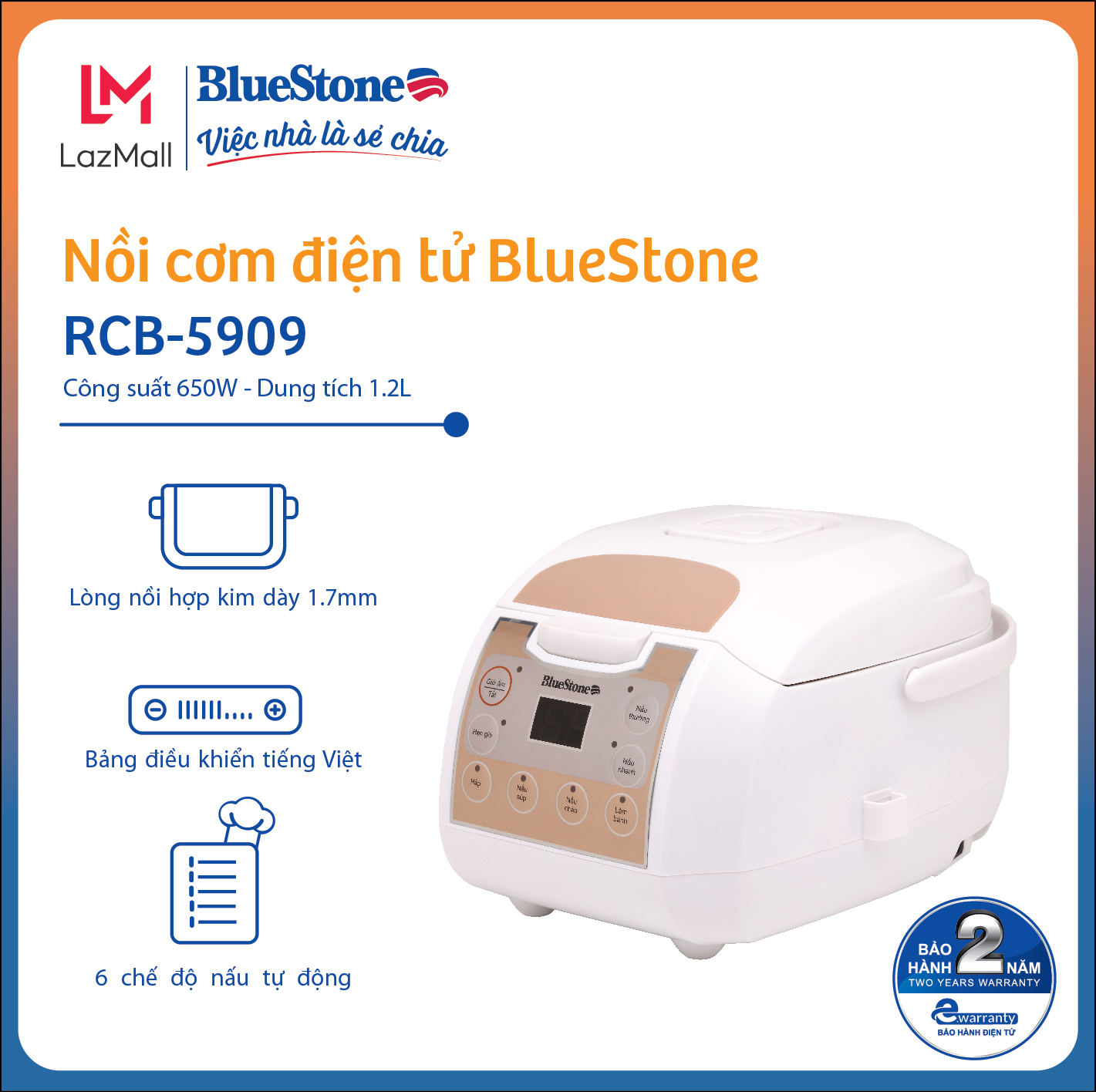 Nồi cơm điện BlueStone RCB-5909