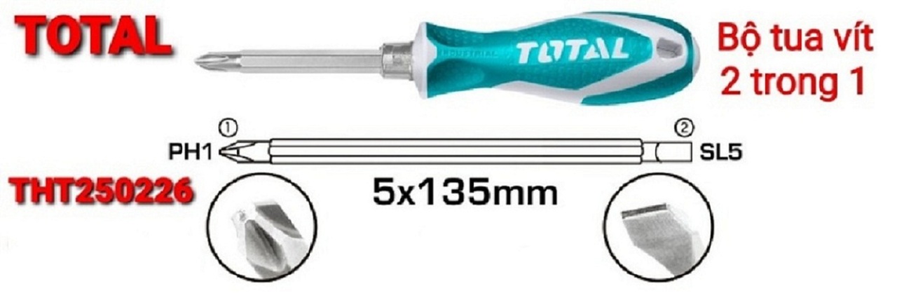 BỘ TUA VÍT 2IN1 TOTAL THT250226