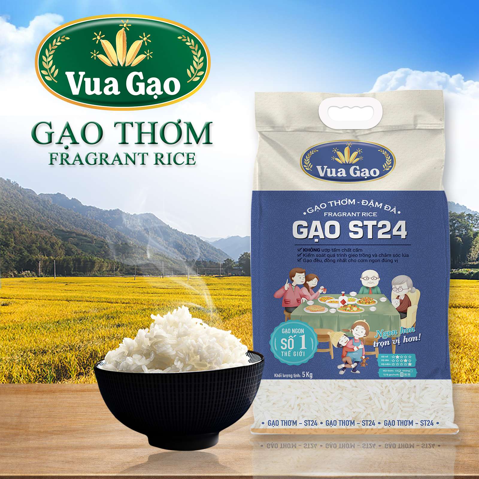Gạo Thơm Vua Gạo Đậm Đà ST24 5kg
