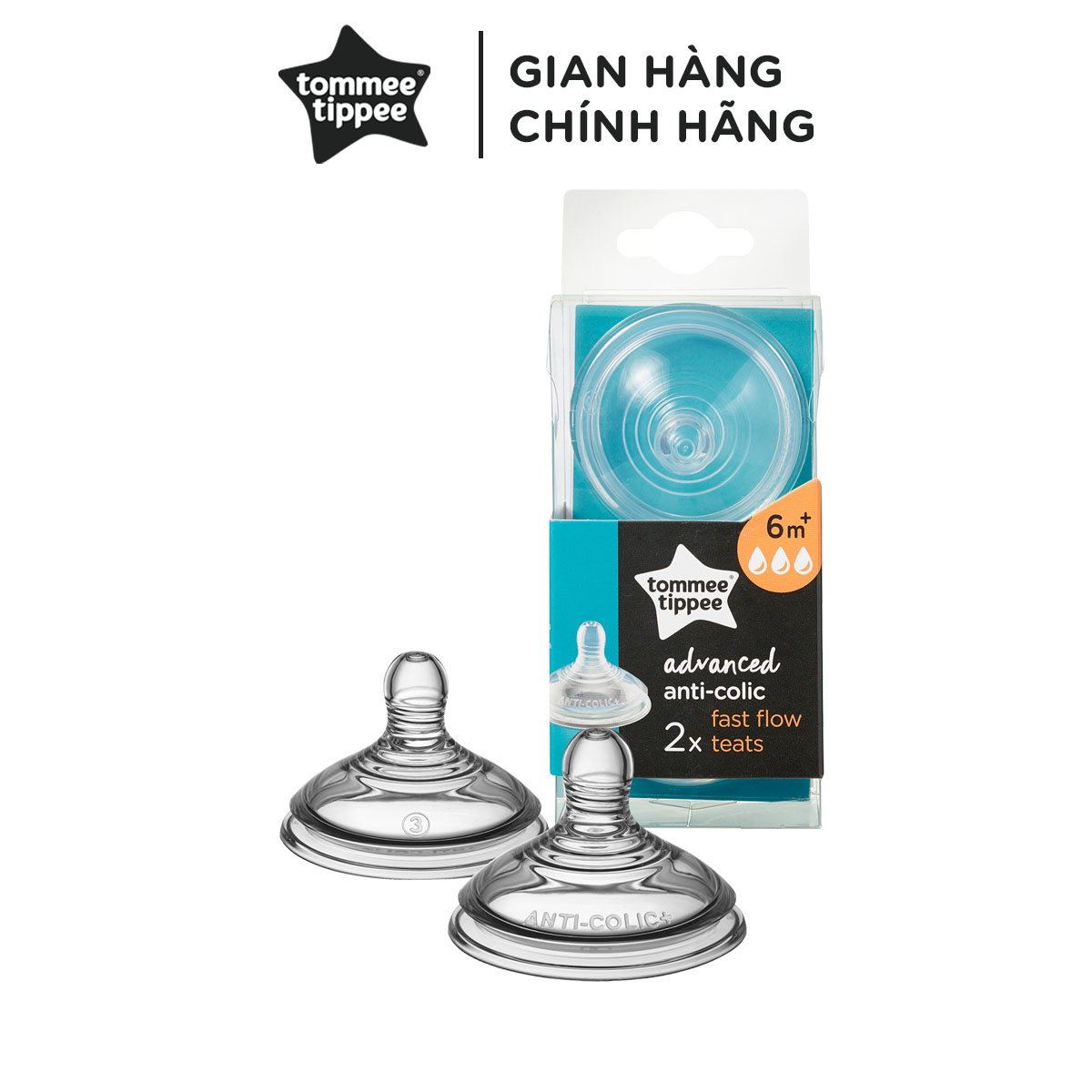 Núm ty Tommee Tippee Fast Flow trên 6 tháng