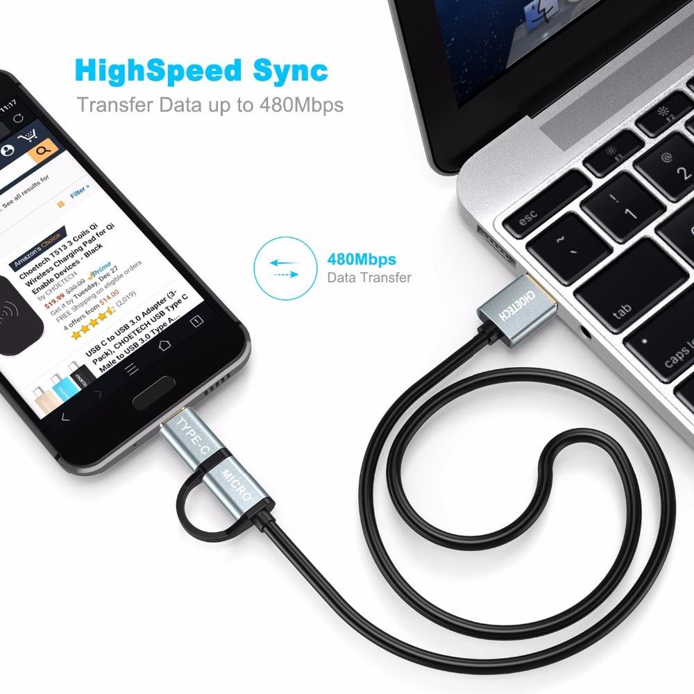 CÁP SẠC 2 TRONG 1 USB-C CHOETECH XAC0012