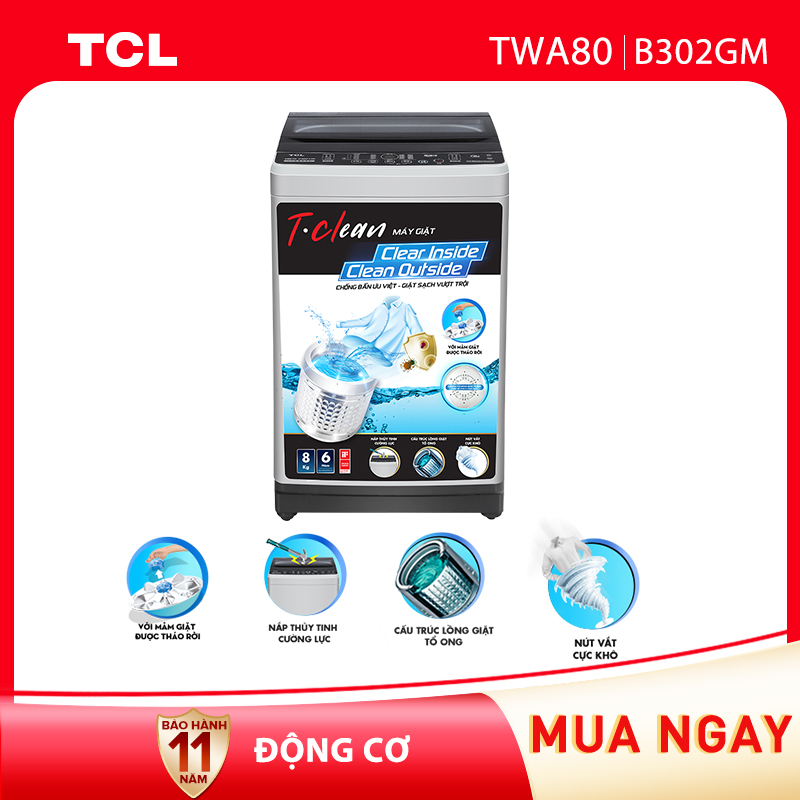 Máy giặt TCL 8 Kg TWA80-B302GM