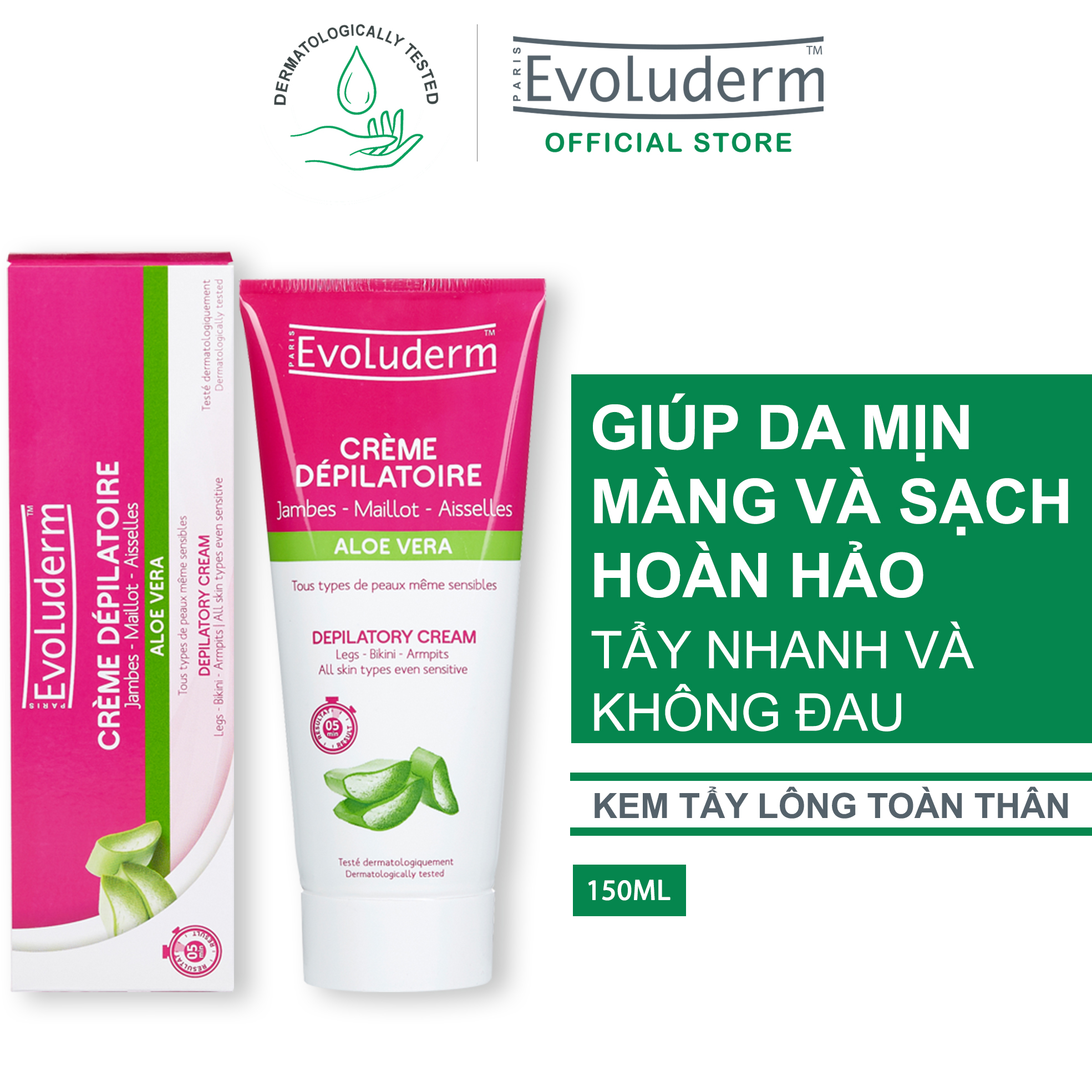 Kem tẩy lông Evoluderm Crème Depilatoire 150ml