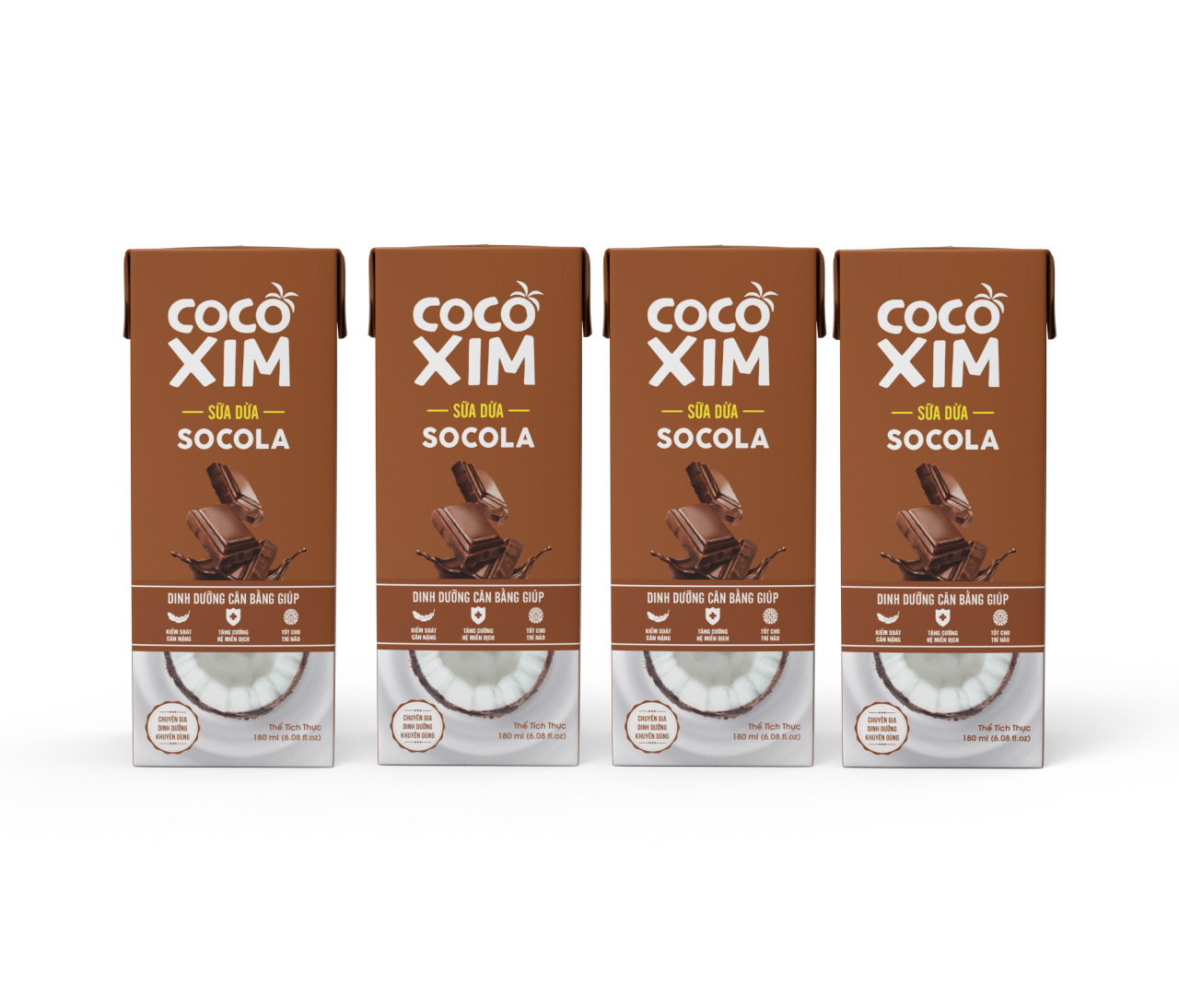 Sữa Dừa Cocoxim socola 180ml combo 4 hộp
