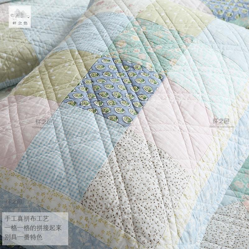 Kiểu Hàn Phong Cách Điền Viên 100% Cotton Vải Ghép Vỏ Gối Cặp Duy Nhất Hai Người Không Bao Gồm Lõi Quilt Chần Bông Hoa Vỏ Gối