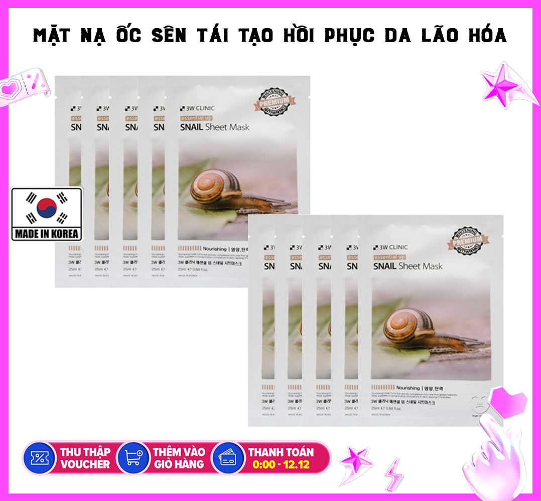 Mặt Nạ Ốc Sên 3W Clinic Essential Up Snail 25ml
