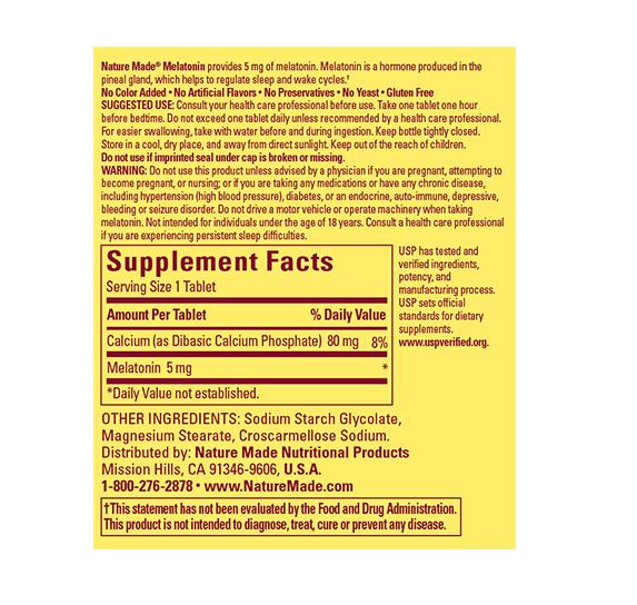 Viên uống chống mất ngủ Nature Made Melatonin