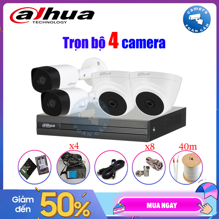 Trọn bộ camera Đầu ghi hình full HD 1080P dahua XVR1A04