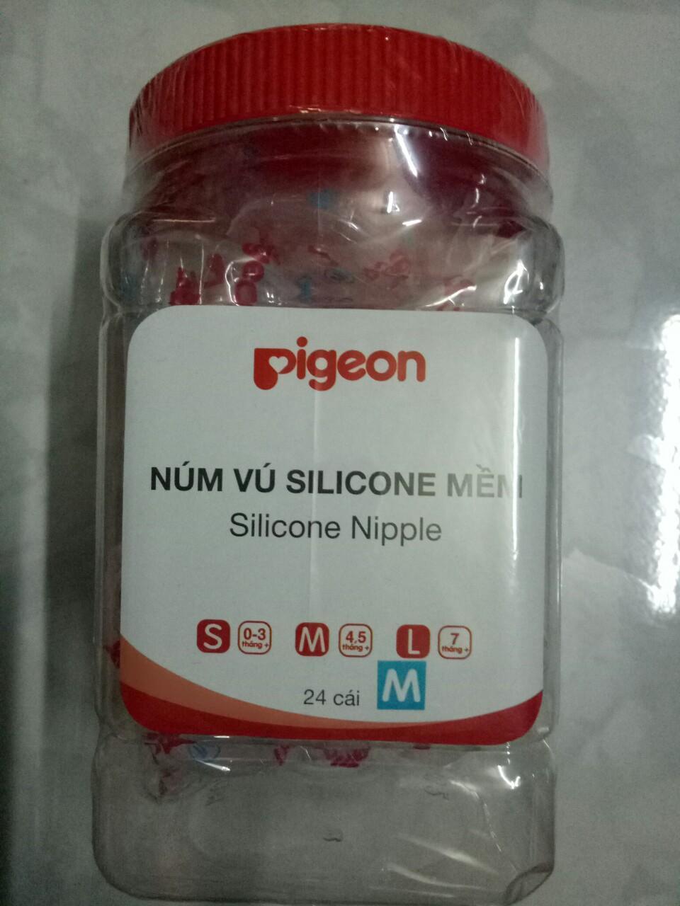 Ty thay bình sữa cổ thường silicone Pigeon M