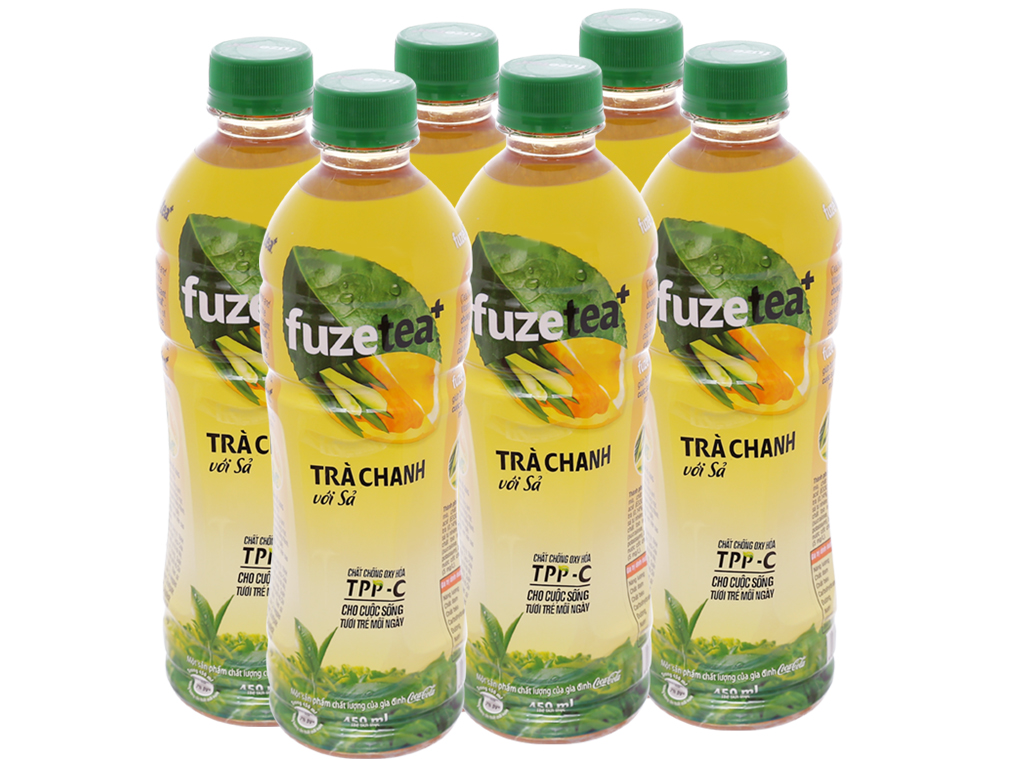 Trà FuzeTea+ chanh sả 450ml lốc 6 chai