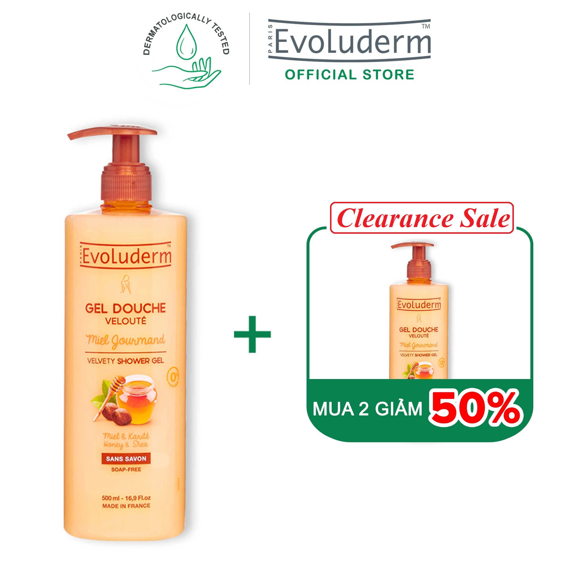 Gel Tắm Bơ Hạt Mỡ Evoluderm Gel Douche Fondant Delice de Karite 500ml