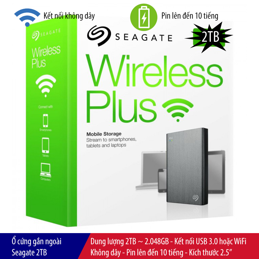 Ổ cứng di động HDD SEAGATE 2TB Wireless Plus Series USB 3.0 STCV2000300