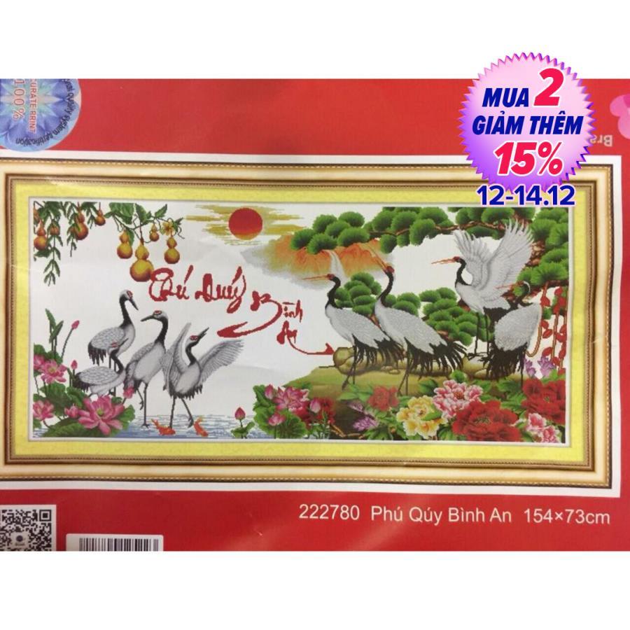 Tranh thêu chữ thập Phú quý bình an DLH - 222780