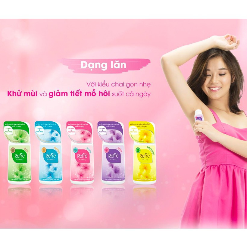 Lăn Khử Mùi Refre Whitening Hương Phấn Thơm 40ml
