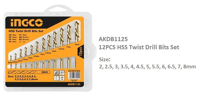 BỘ 12 MŨI KHOAN INGCO AKDB1125