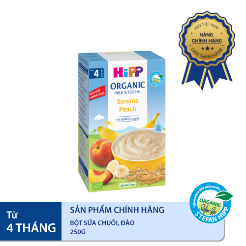 Bột dinh dưỡng Hipp chuối đào 250g 4M+