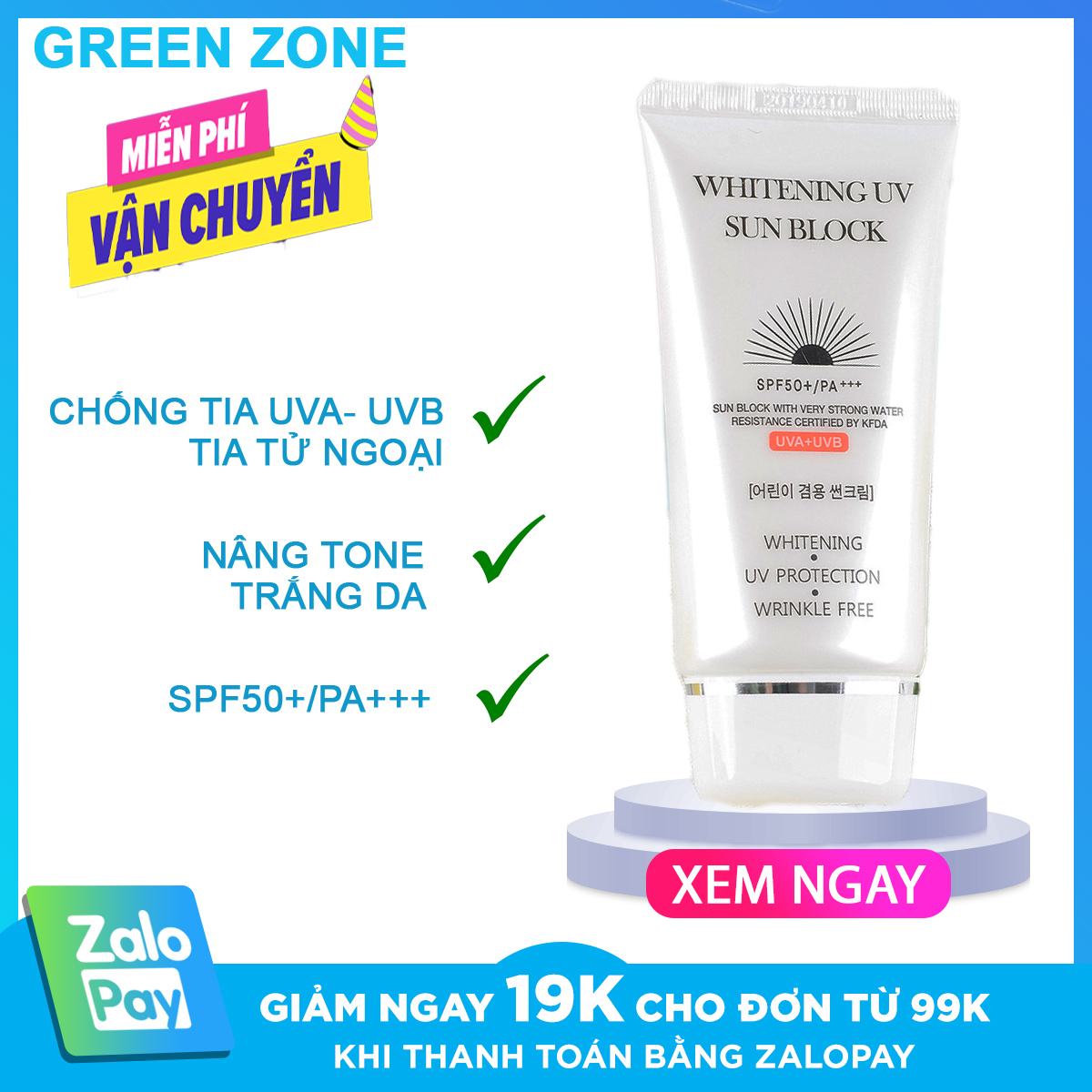 Kem Chống Nắng Dưỡng Trắng JiGott Whitening UV Sun Block
