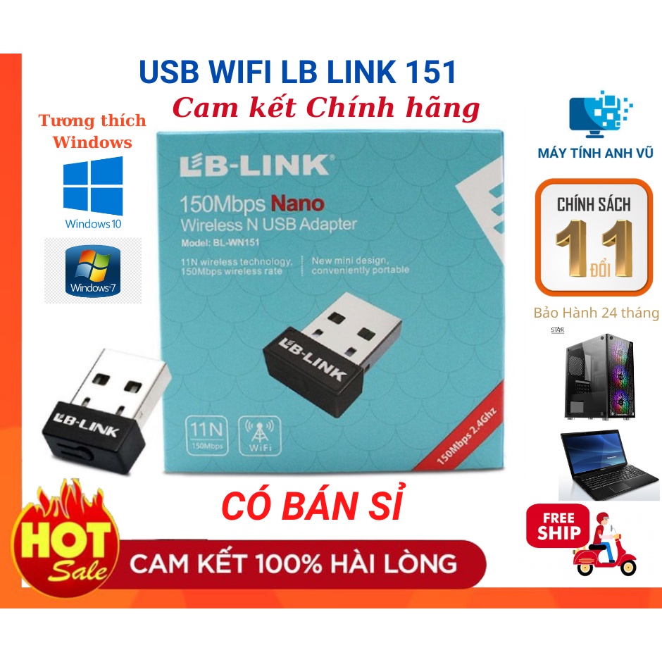 USB thu wifi Lblink WN151 dùng cho PC và Laptop tiện dụng Bảo hành 24