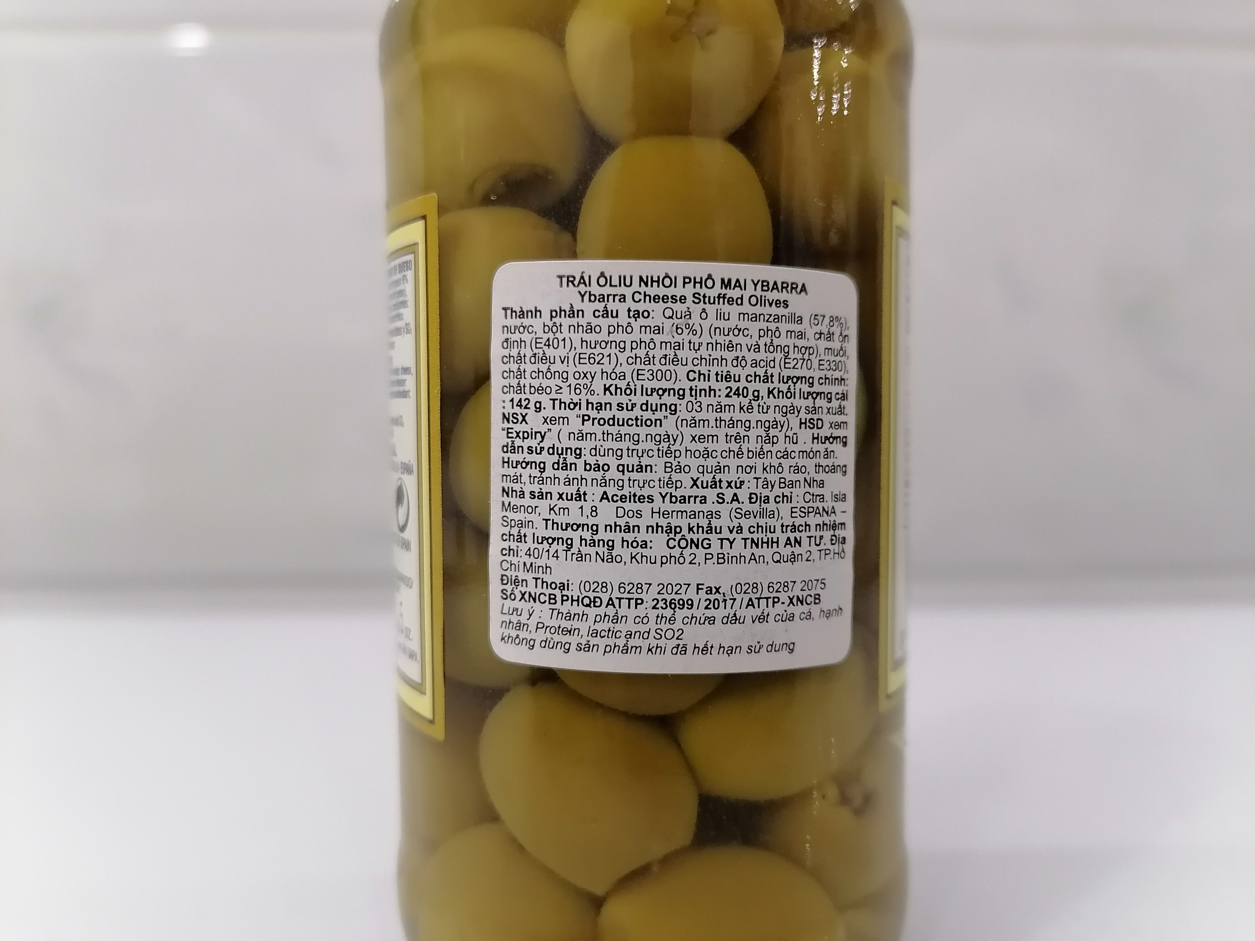 Trái Olive Ybarra nhồi phô mai 240g