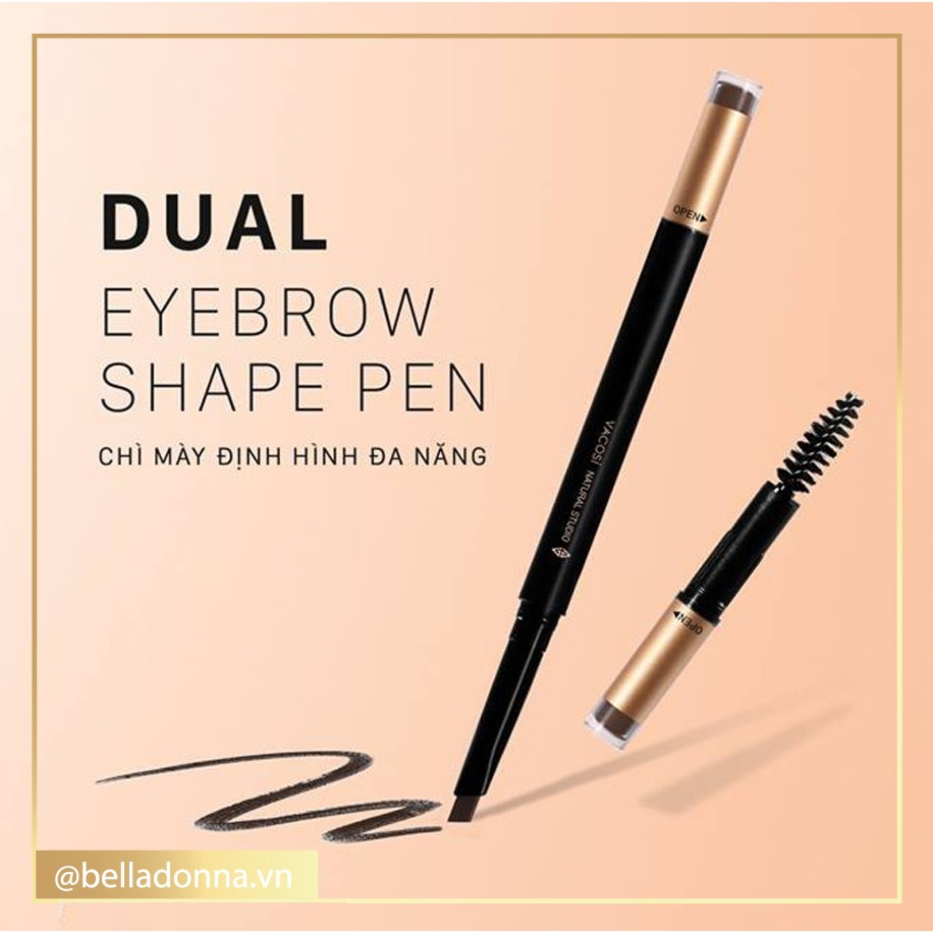 Chì kẻ mày định hình hai đầu Vacosi Auto Eyebrow Pencil