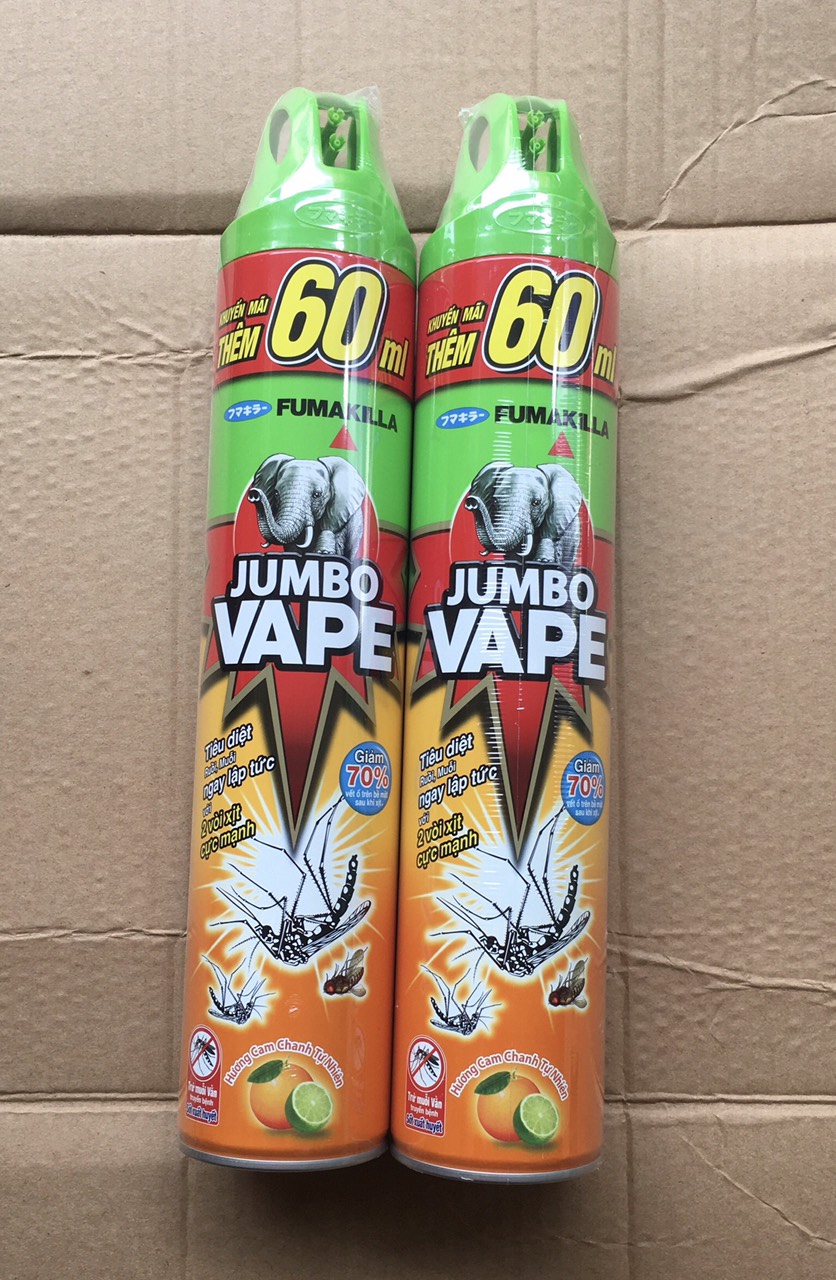 Bình Xịt Muỗi Jumbo Vape FIK Hương Cam Chanh 600ml combo 2 chai