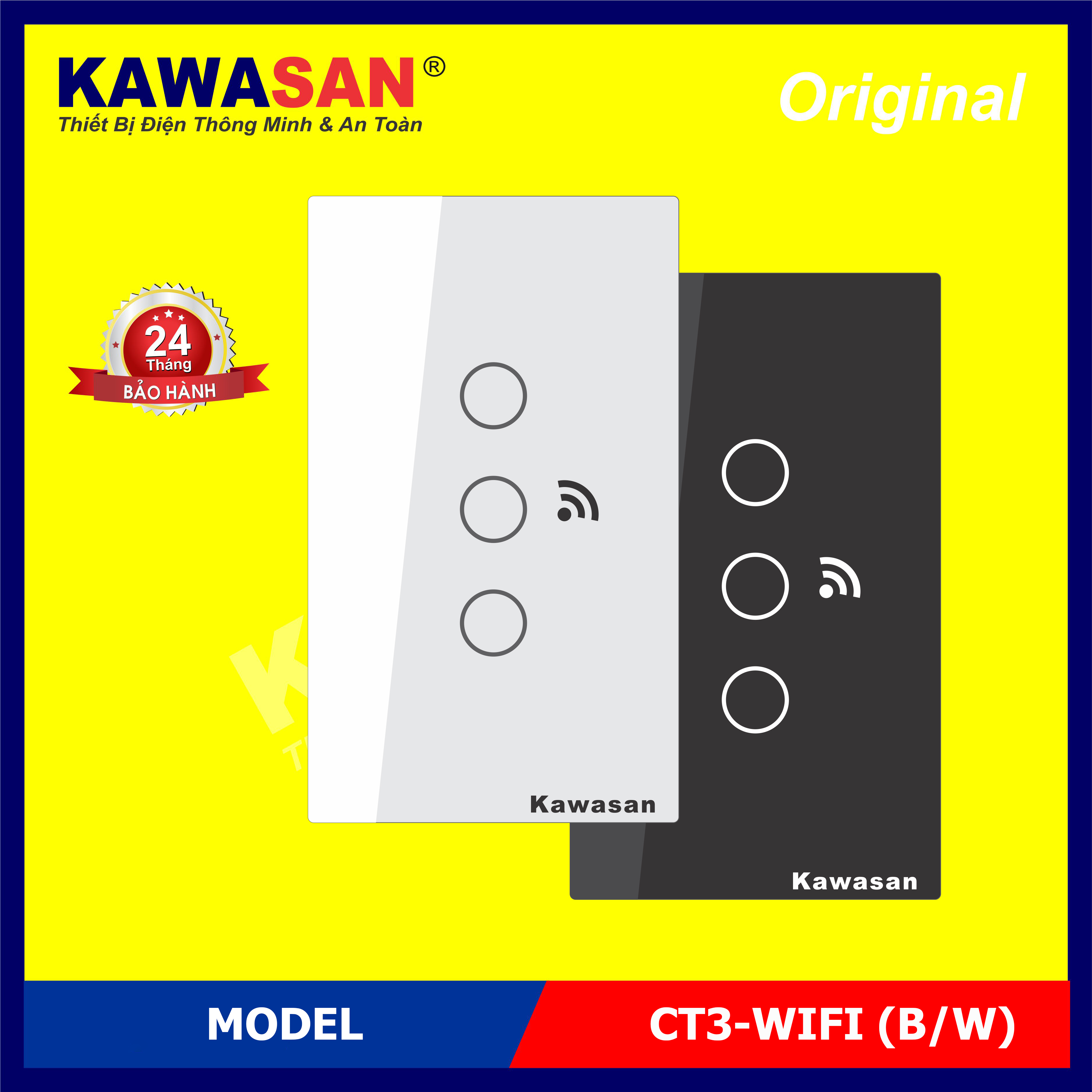 Công tắc cảm ứng chạm Kawa CT3-Wifi(B/W)