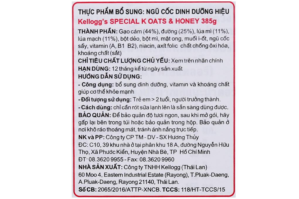 Ngũ cốc ăn kiêng Kelloggs Special K Honey 385g