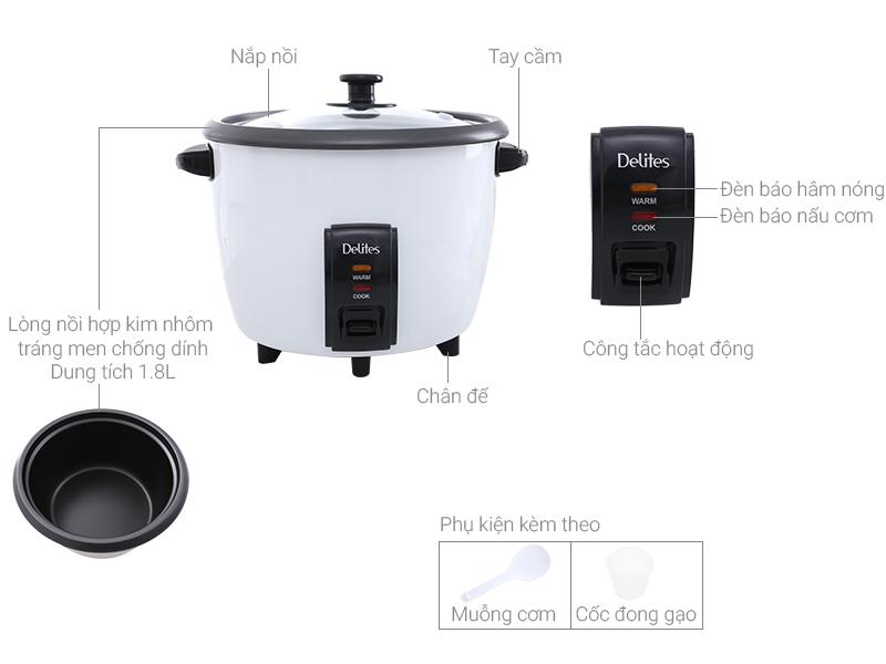 Nồi cơm điện Delites NCR1801 1.8L