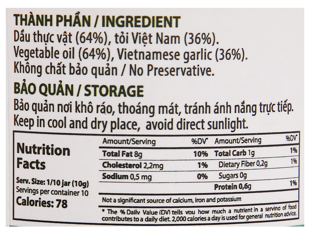 DẦU TỎI PHI YESHUE 100g