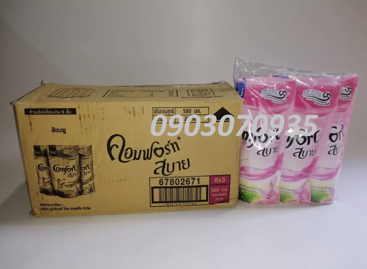 Nước xả vải Comfort 580mL thùng 24 túi
