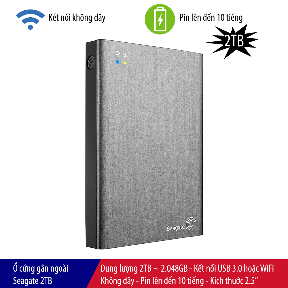 Ổ cứng di động HDD SEAGATE 2TB Wireless Plus Series USB 3.0 STCV2000300