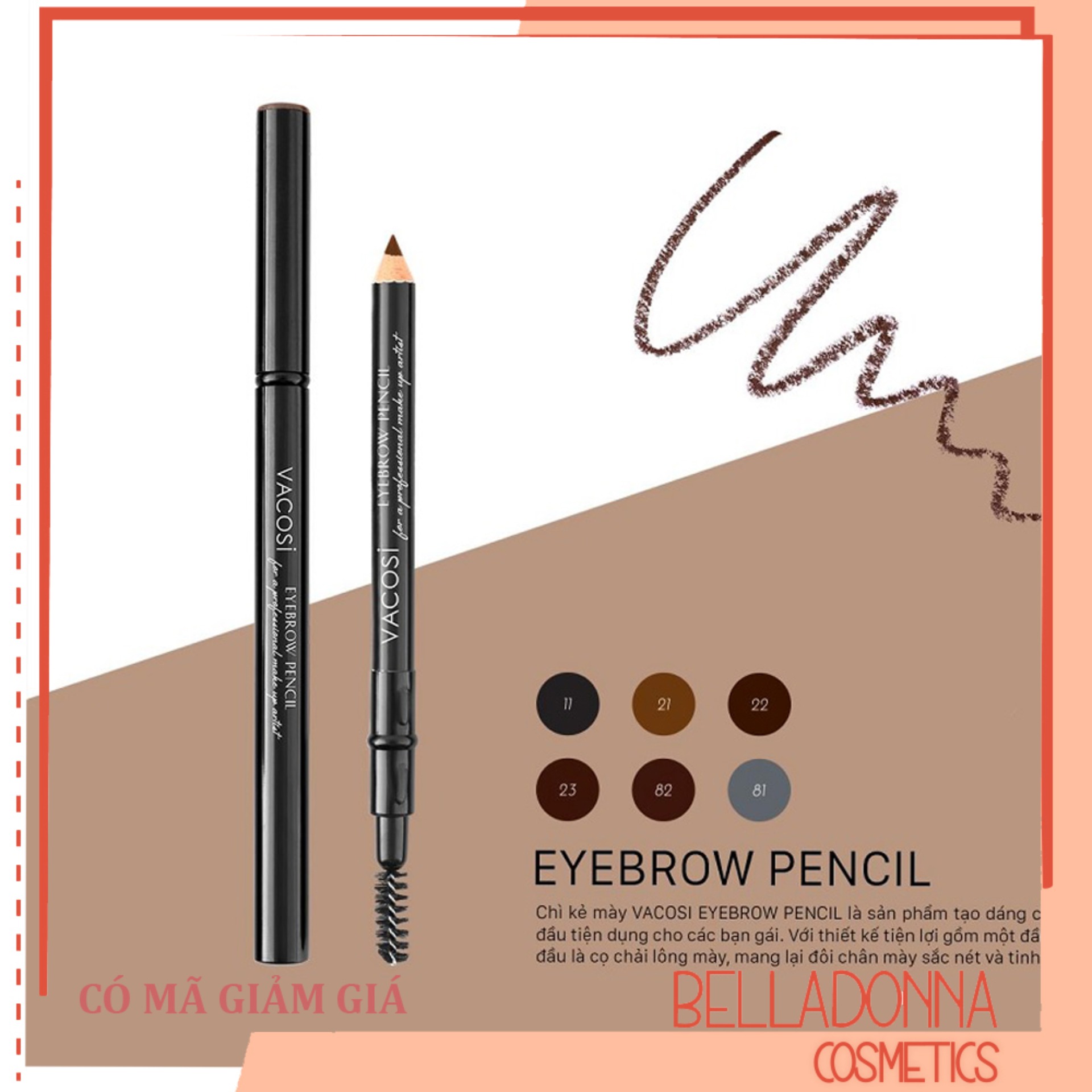 Chì Mày Chuốt 2 Đầu Vacosi Eyebrow Pencil