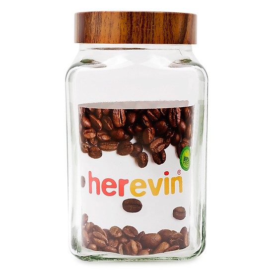 Hũ thủy tinh vuông woody Herevin 231016, 2L