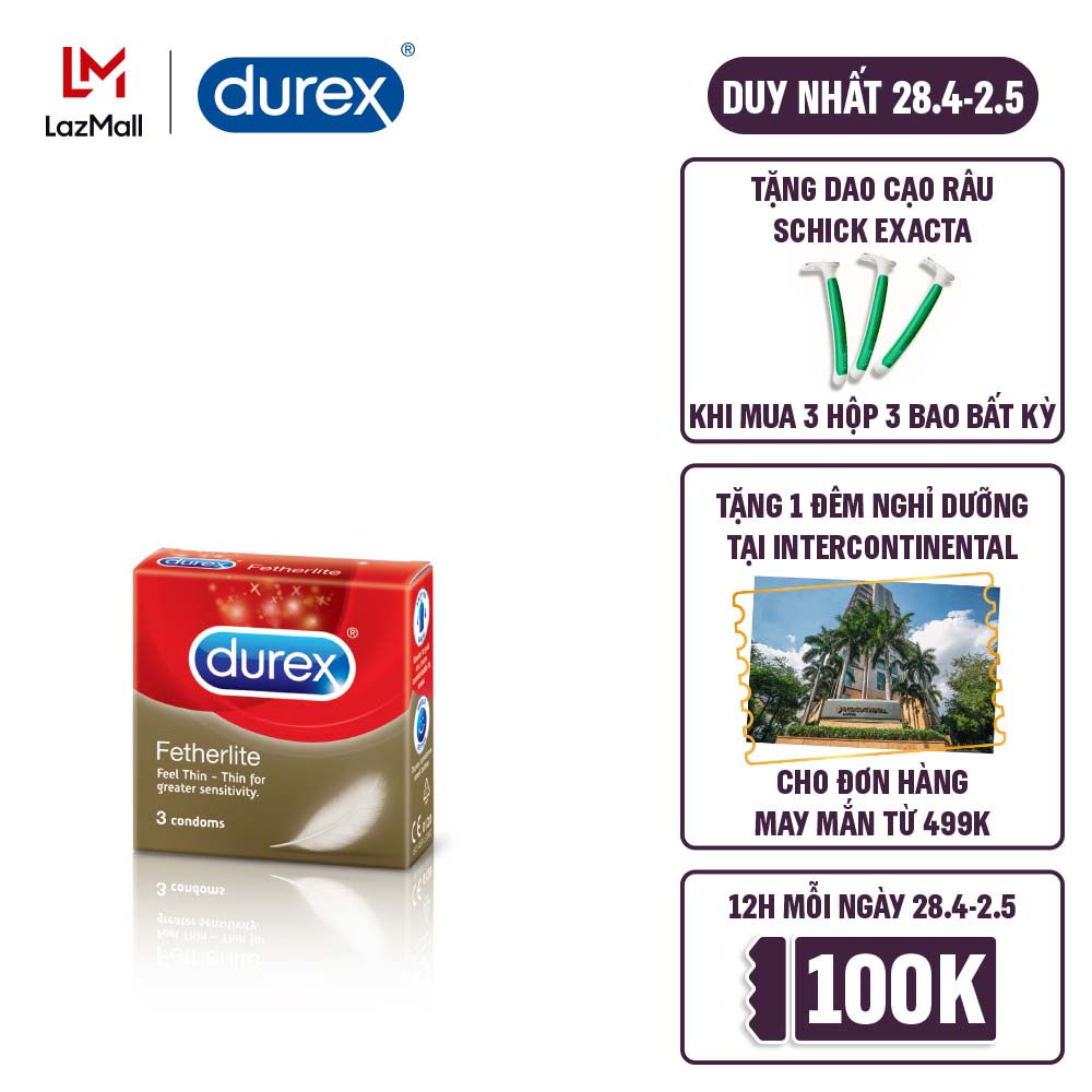 Bao cao su Durex Fetherlite hộp 3 cái