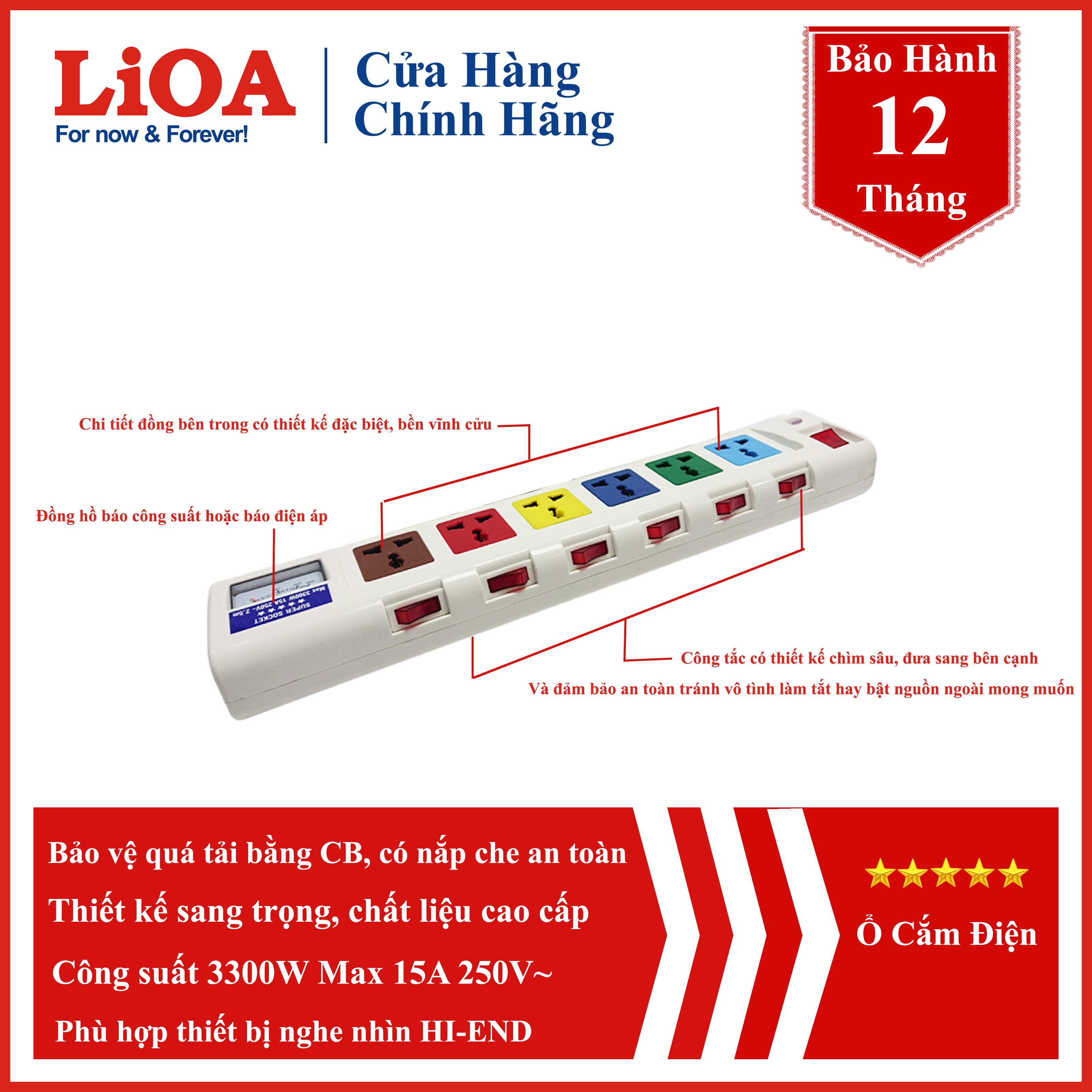 Ổ cắm điện Lioa 6OFSSV2.5-3