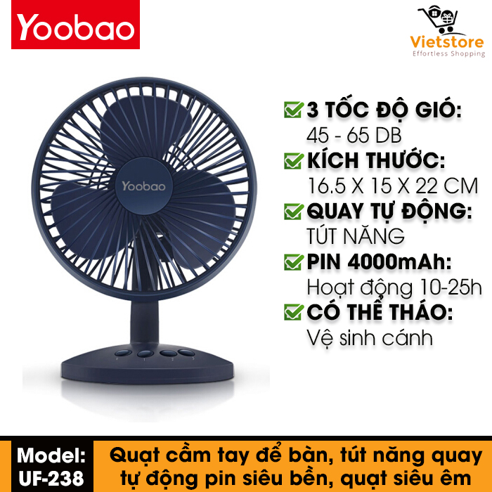 QUẠT MINI TÍCH ĐIỆN YOOBAO UF-238/238P