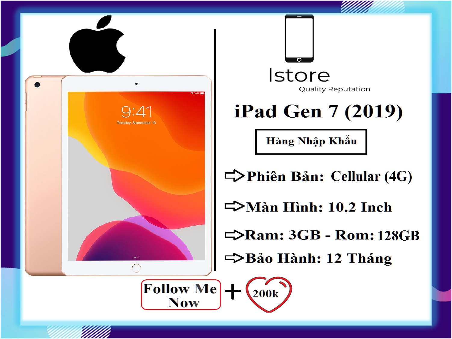 Apple iPad 10.2'' 2019 4G 128GB