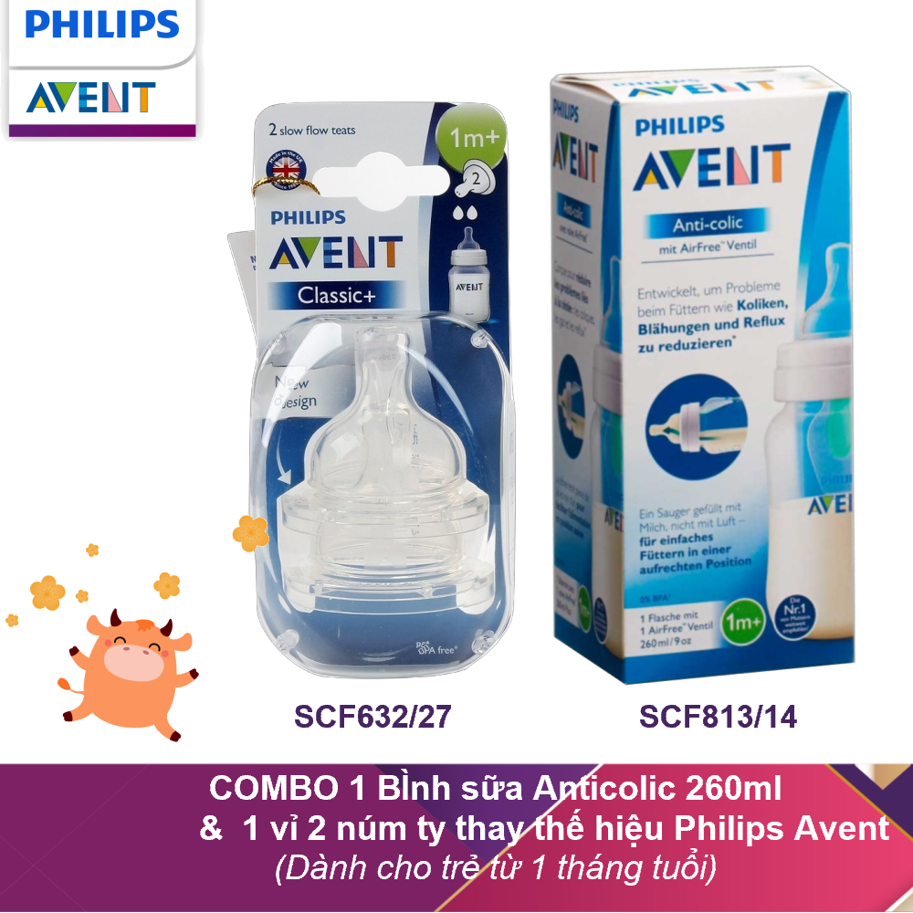 Bình sữa giảm đầy hơi AirFree Philips Avent SCF813/14 - 260ml
