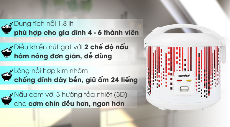Nồi Cơm Điện Comfee CR-CM1820 D 1.8L