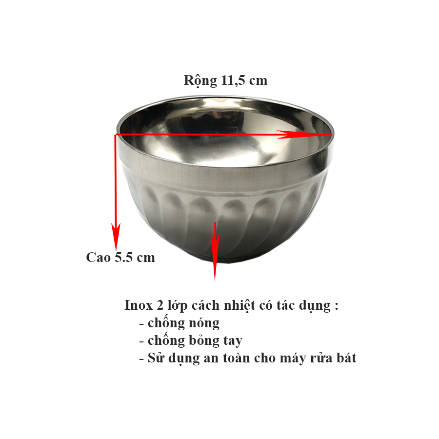 Chén inox Hoàng Gia cách nhiệt xoắn