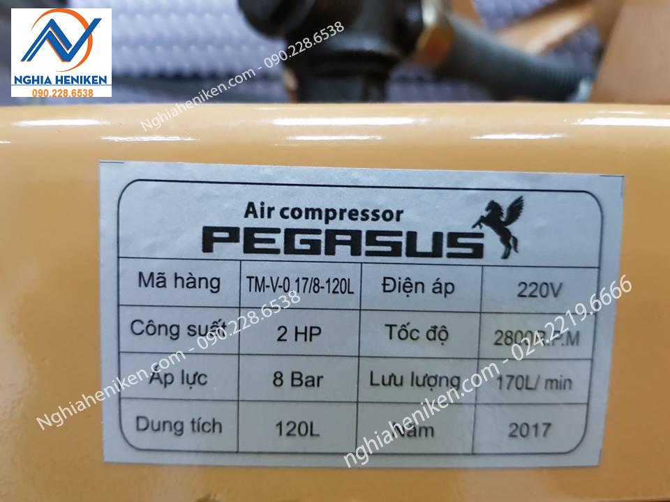 Máy nén khí Pegasus TM-V-0.17/8-120L - 2HP