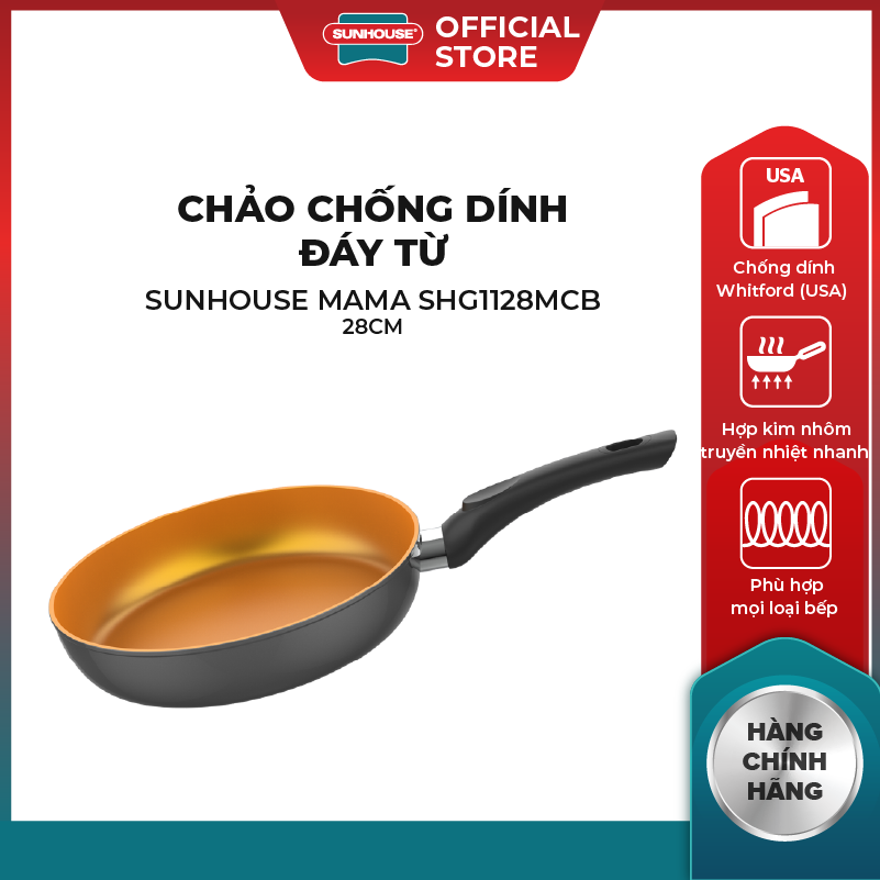 Chảo chống dính đáy từ Sunhouse Mama SHG1126MCB
