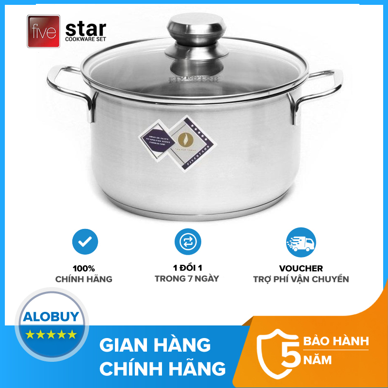 Nồi inox nắp kiếng Fivestar N20-3DG 20cm