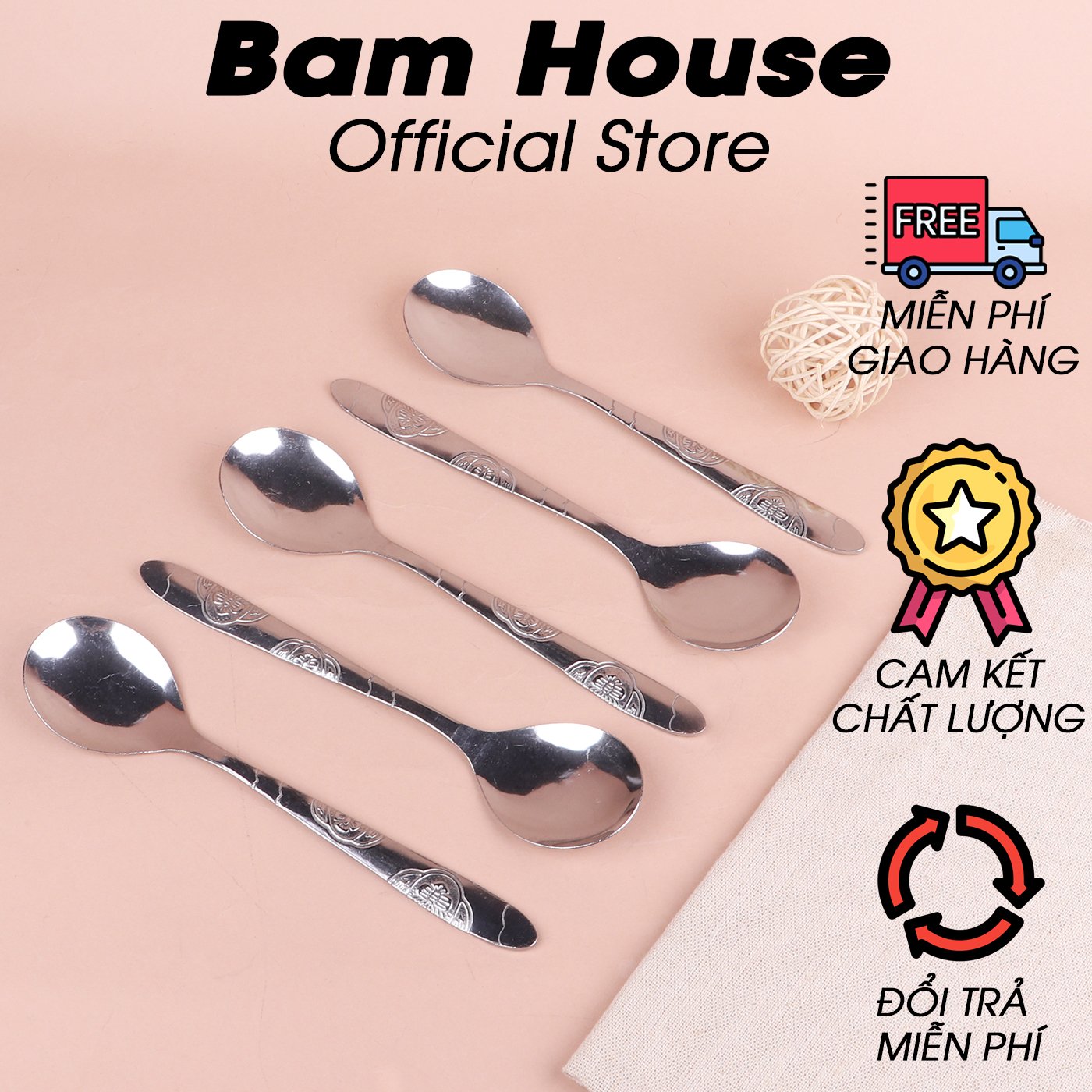 BỘ 5 MUỖNG SOUP TRÒN INOX MHT05