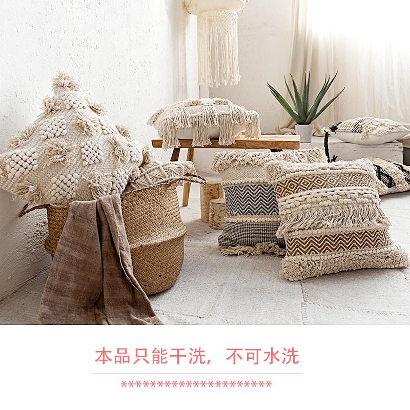 Hình Ảnh Vị Nhập Khẩu Bohemia Bắc Âu Tối Giản Thủ Công Dệt Chất Liệu Cotton Gối Ôm Phong Cách Dân Tộc Đệm Tựa