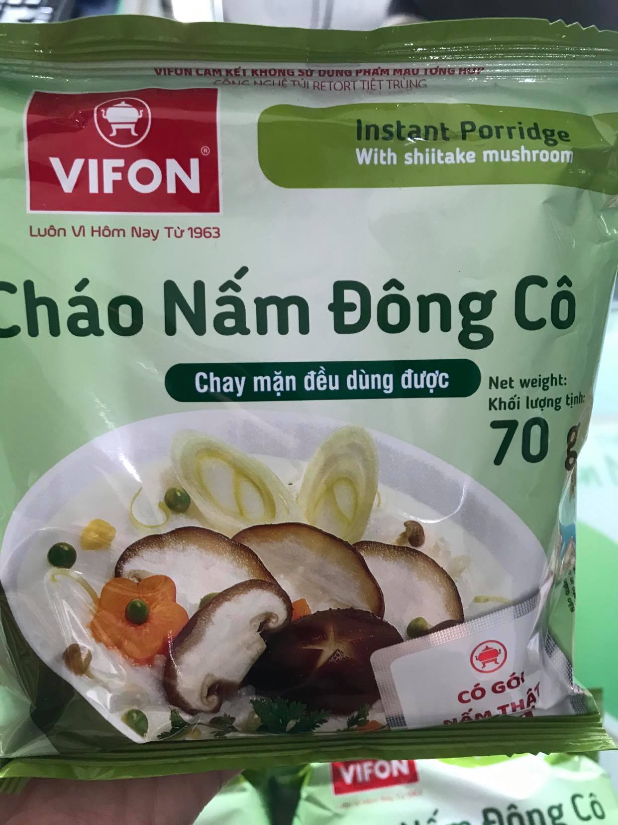 Cháo Nấm Đông Cô VIFON 70g combo 5 gói