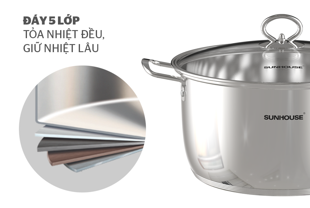 BỘ 3 NỒI INOX SUNHOUSE SHG788