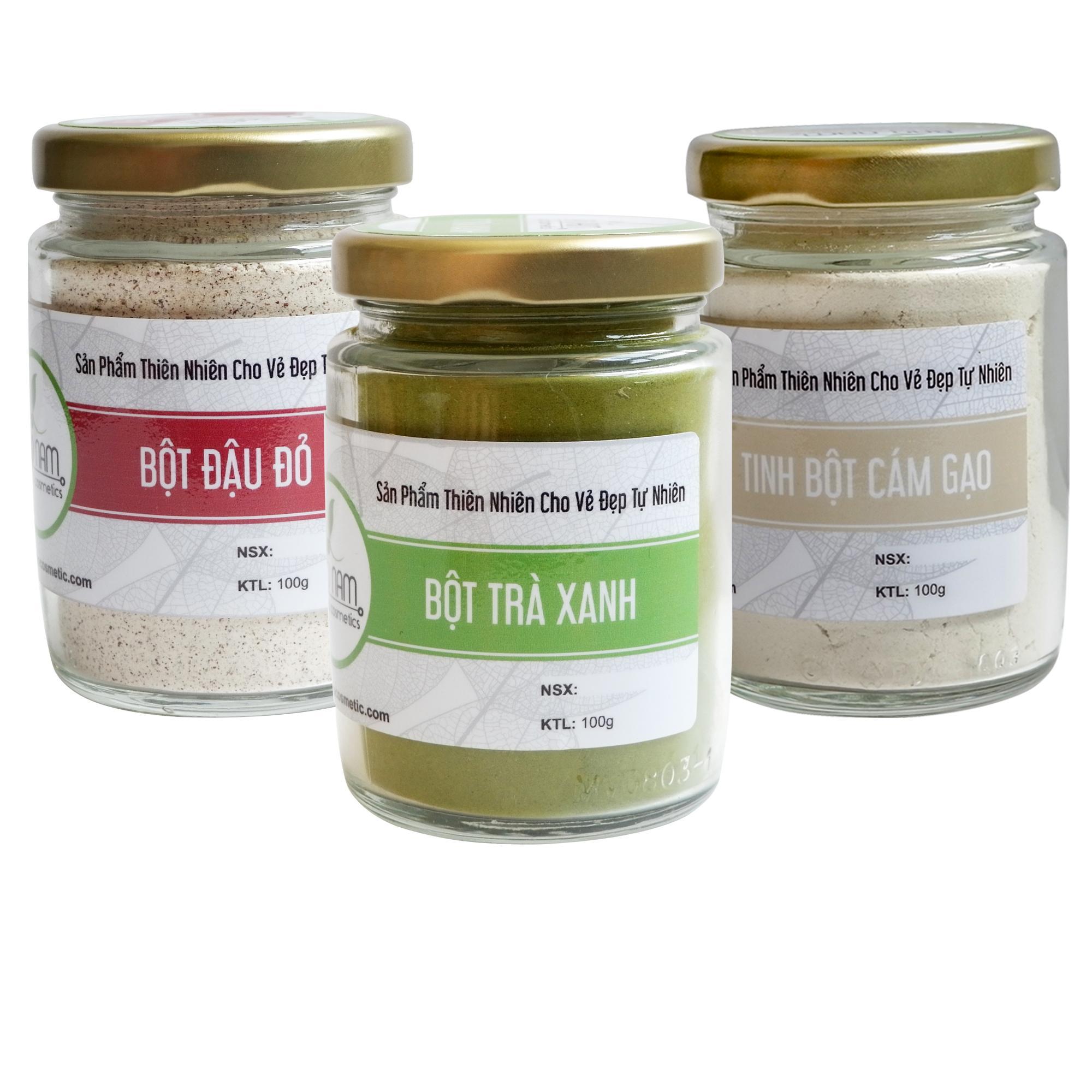 Combo Bột Trà Xanh + Bột Đậu Đỏ + Bột Cám Gạo Bảo Nam